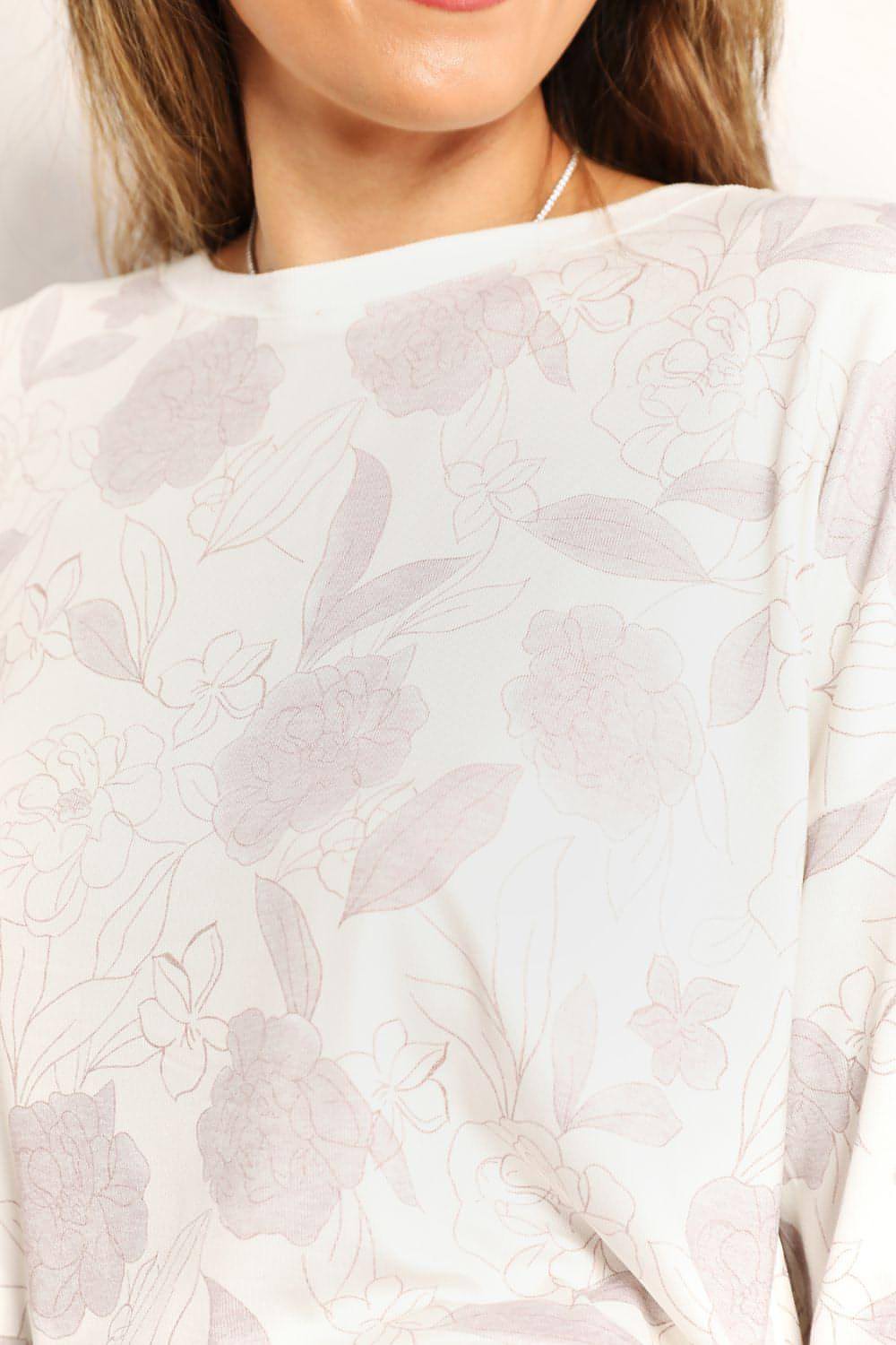 Double Take Loungewear-Set mit langärmligem Blumenmuster und Shorts