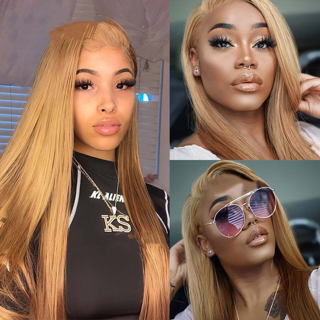 VelvetFlow - Lace Headband With Real Straight Hair