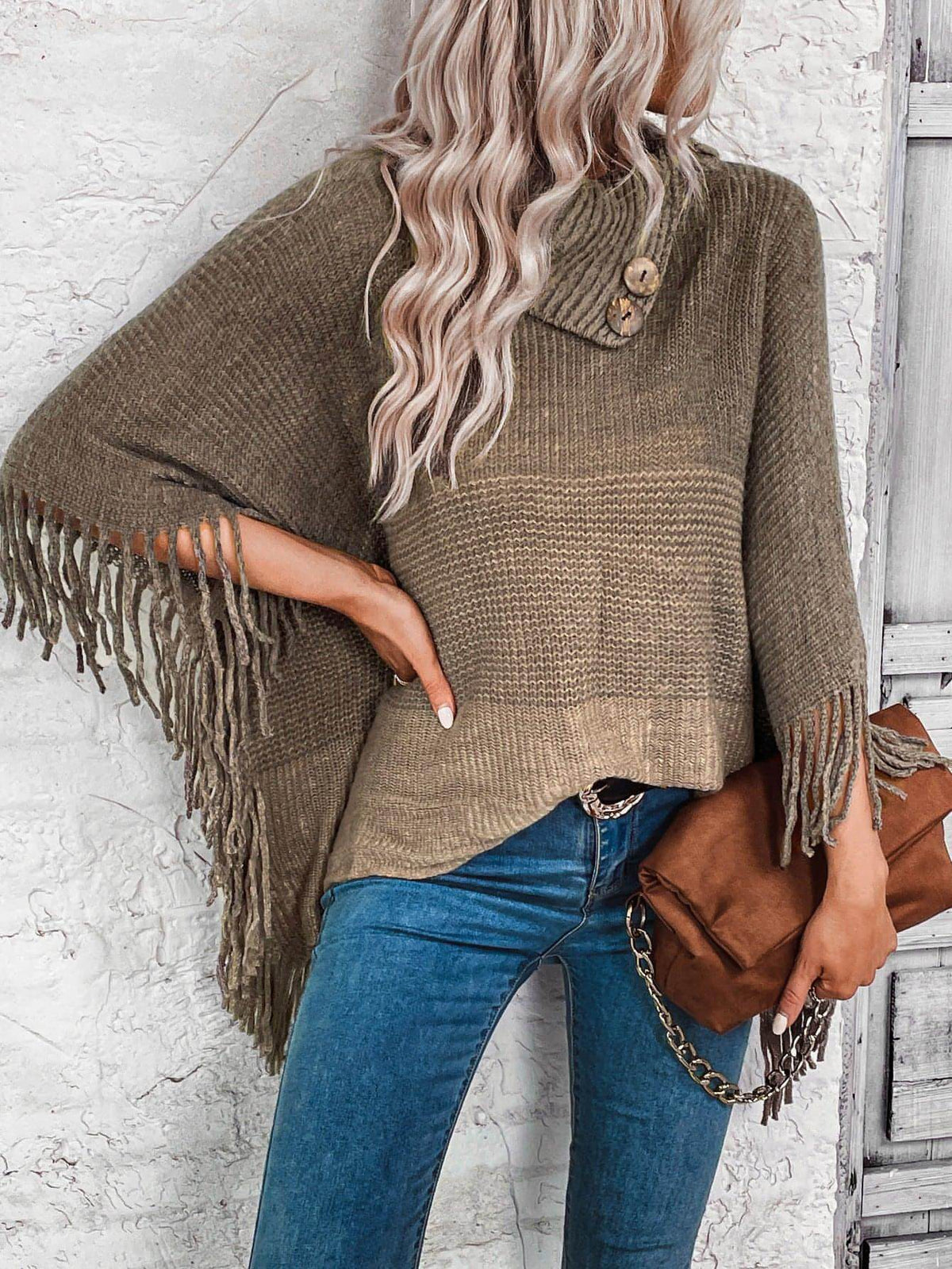 Sweater Lapel Pullover Gradient Women
