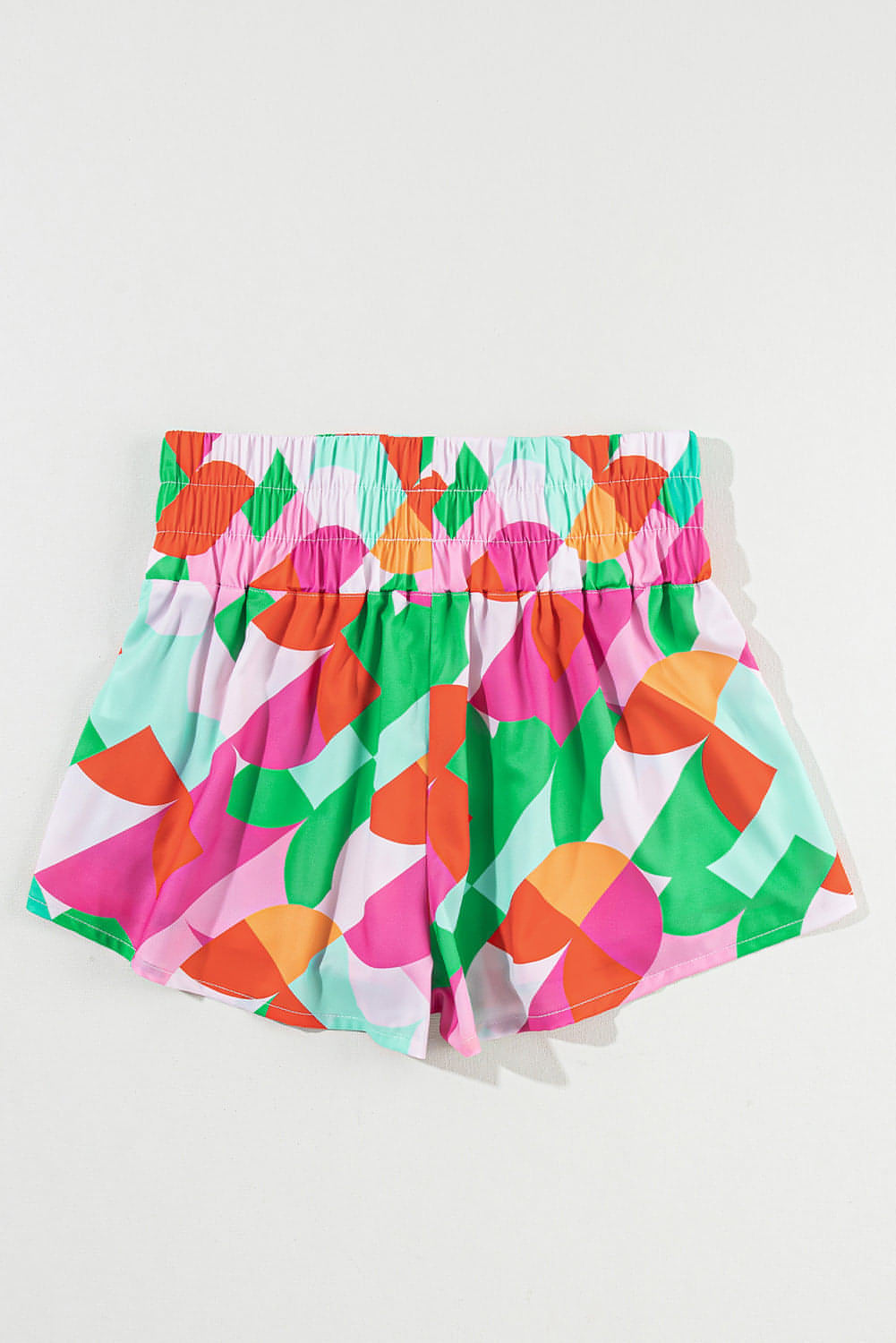 Pantalones cortos casuales con cintura elástica y estampado abstracto verde