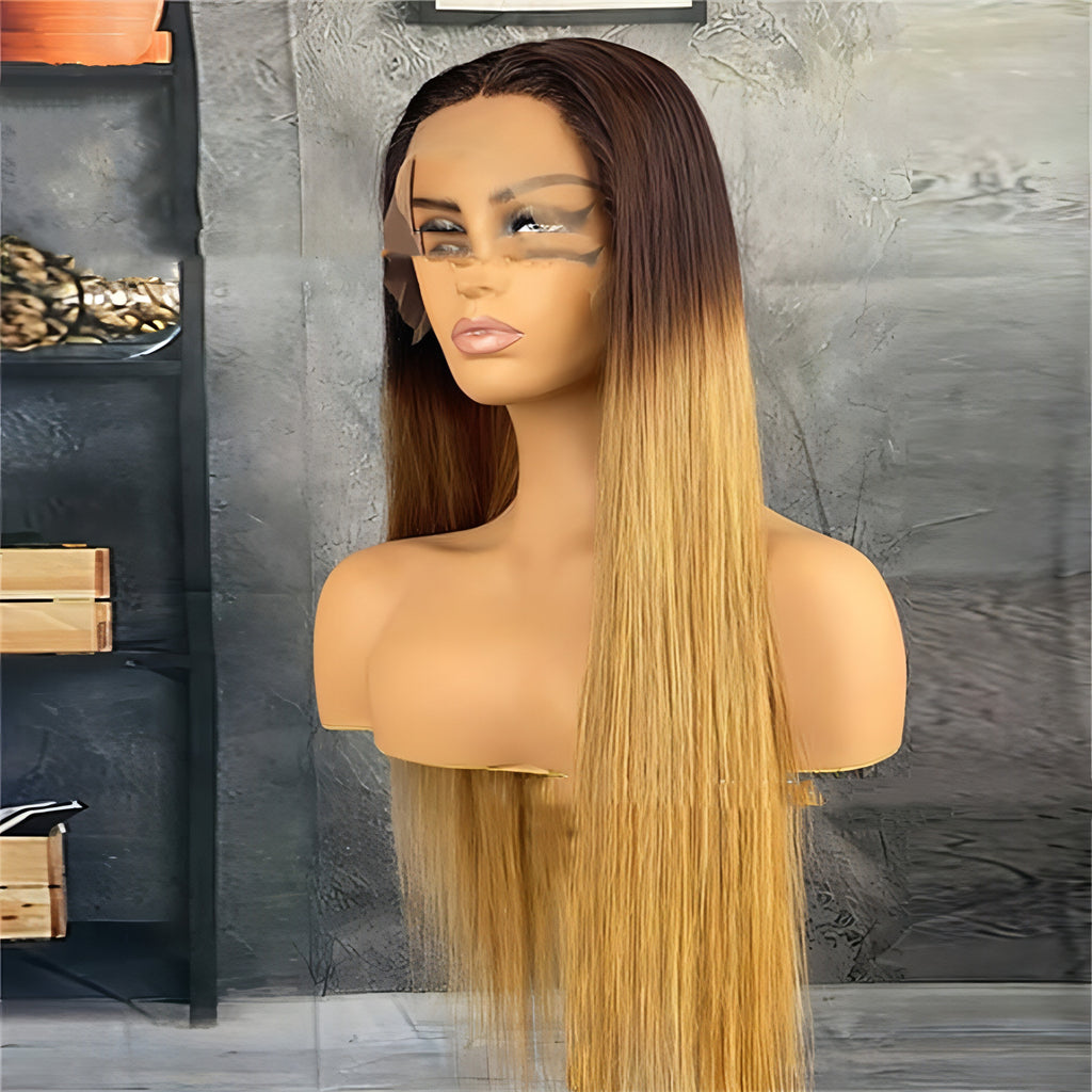 LuxeWave Fashion Real Hair Gradient Wig Lace Headgear