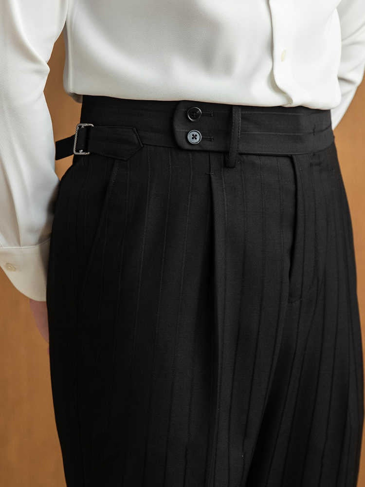 VestraForm™ – Handsome Black Double-Breasted Pinstripe Suit (2 Piece Set)