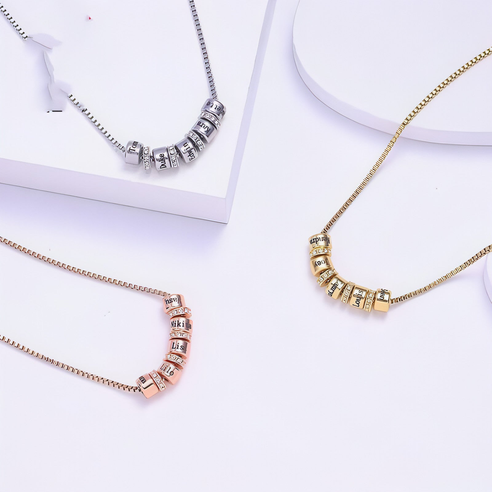 ✨ Personalized Diamond Bead Name Necklace – Your Story, Worn in Gold ✨