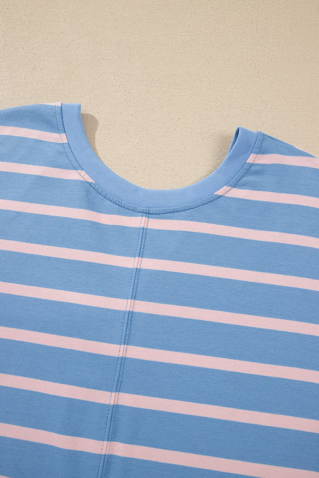 Sky Blue Stripe V Neck Short Sleeve Double Wear Loose Romper