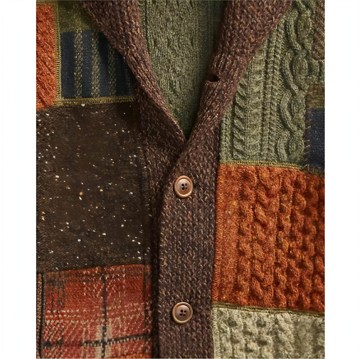 Men's Patchwork Colorblock Cardigan – Casual Retro Sweater Coat