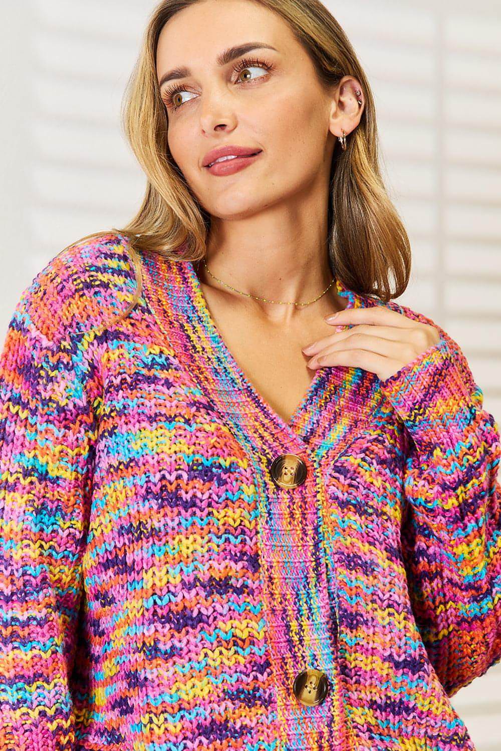 Cardigan tissé à manches longues et col en V droit Angel Wings