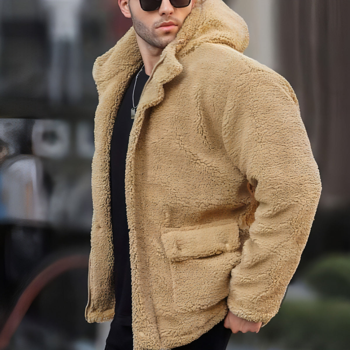 Herbst und Winter Herren Kapuzenmantel einfarbig Polar Fleece europäischen und amerikanischen Freizeit trendigen