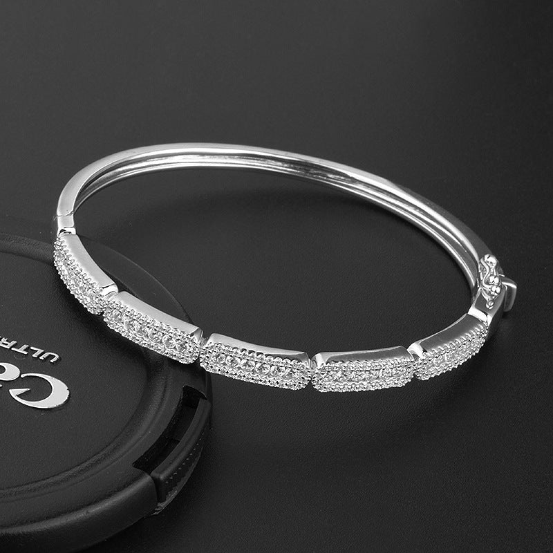 LuxeJewels™ + DiamondLink– Bamboo Elegance Bangle (925 & 18K Rosé)