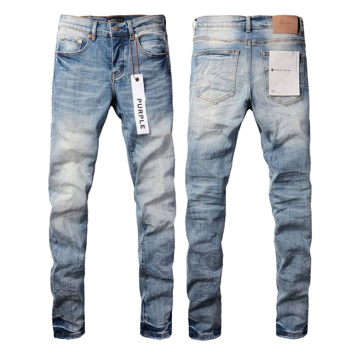 Men’s High-Street Blue Patch Jeans – Urban Style with a Vintage Twist