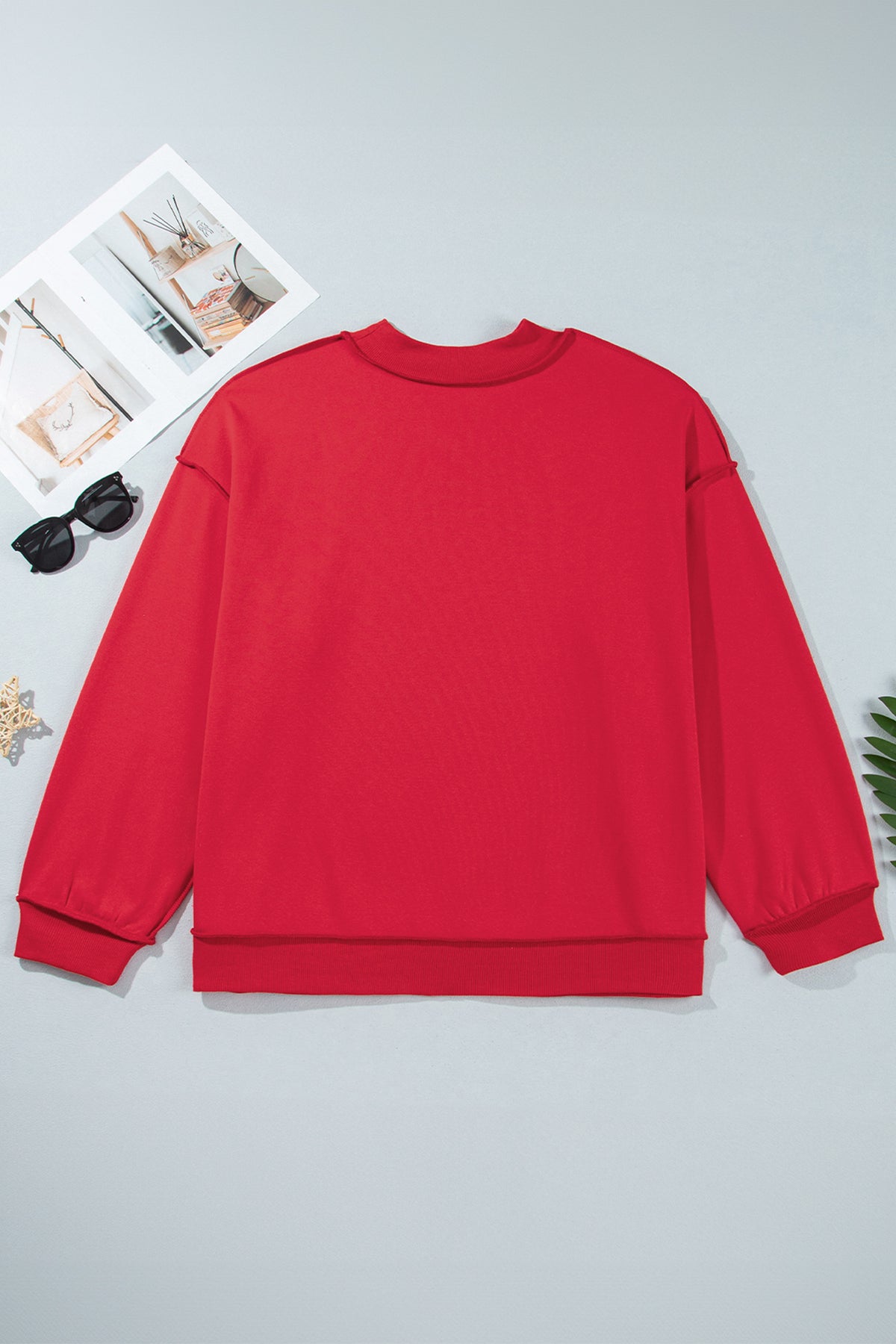 Racing Red Exposed Seam Detail Reversible Double Wear Plus Size Sweatshirt