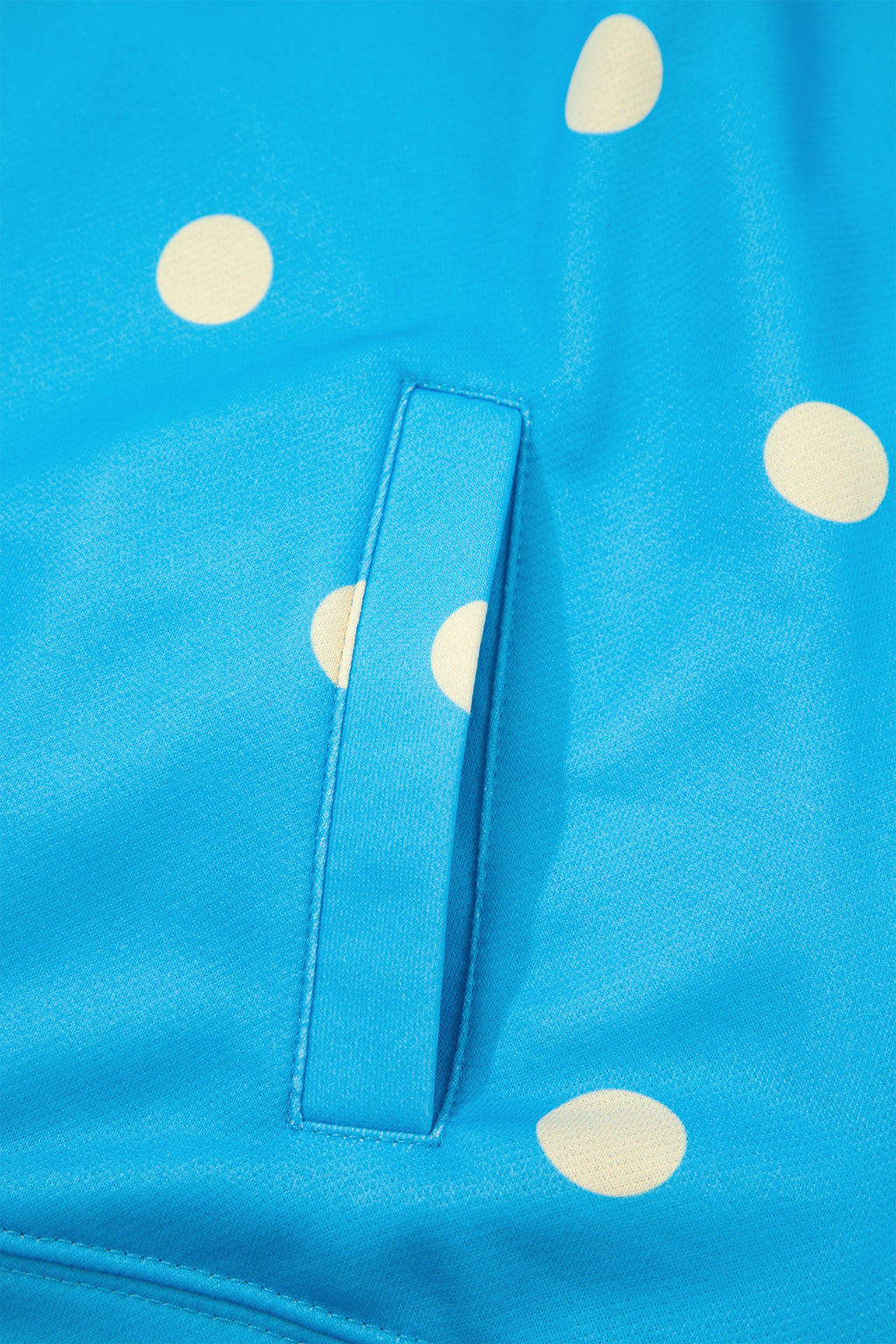 Blue Polka Dot Hooded Drawstring Long Sleeve Plus Size Set