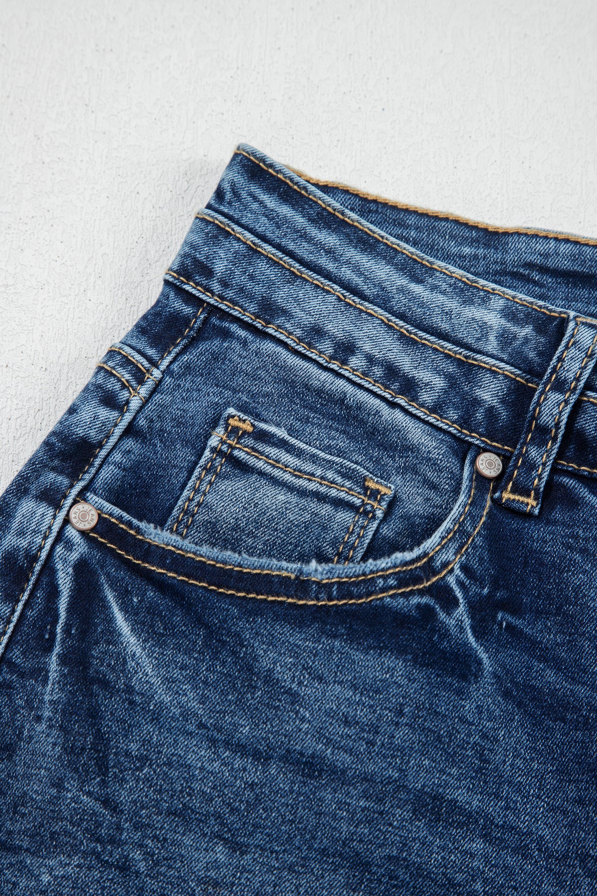 Beau Blue Acid Wash Pocket Detail Flare Jeans