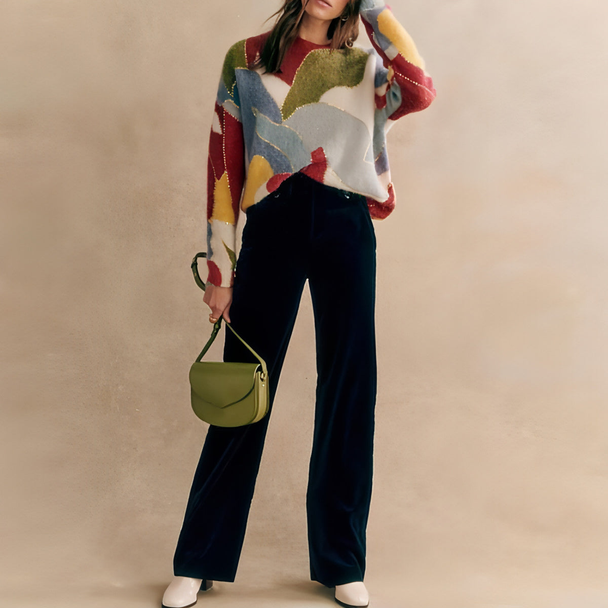Moda elegante e elegante suéter de suéter de pescoço mulheres