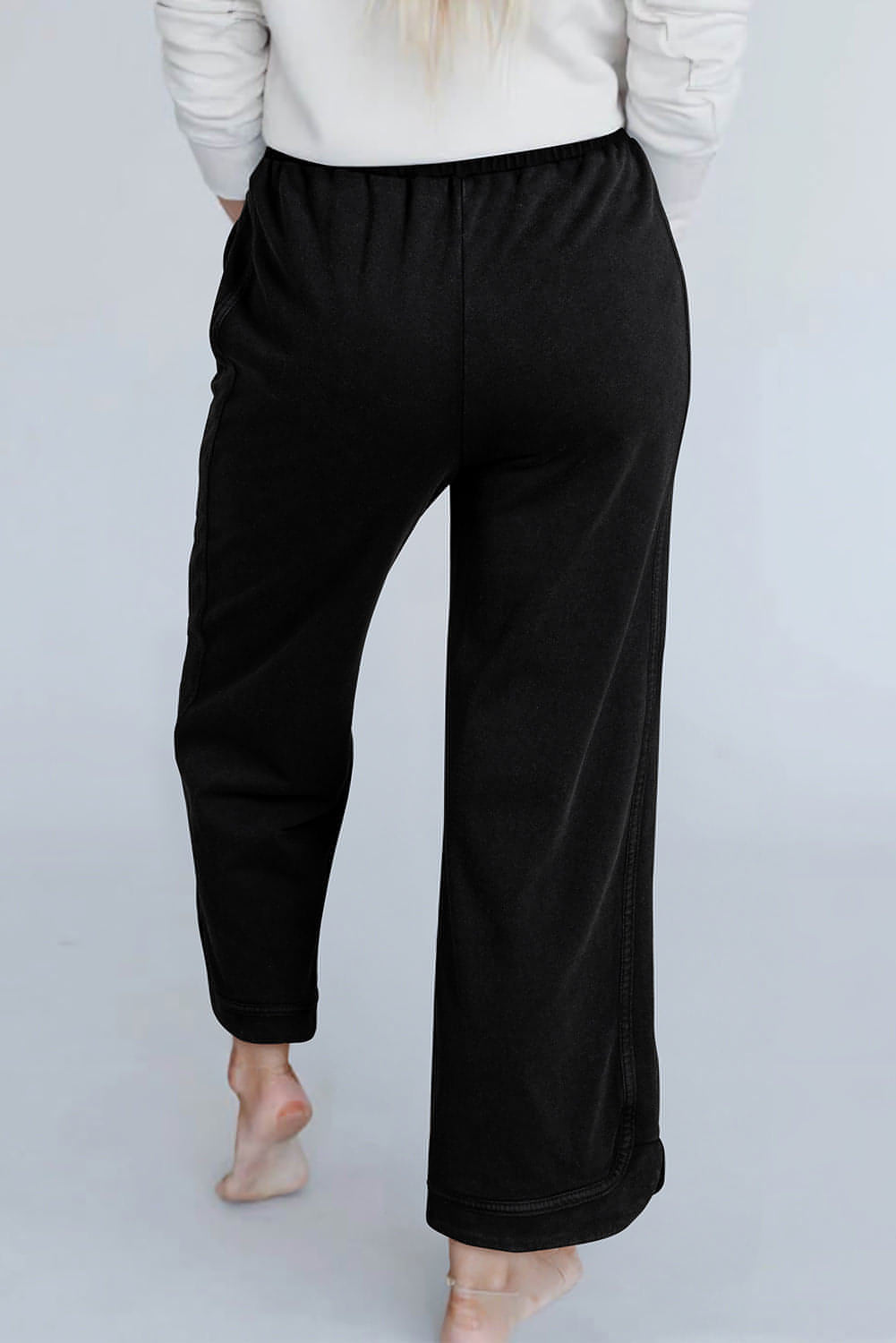 Fekete Mineral Wash Exposed Seam széles szárú nadrág