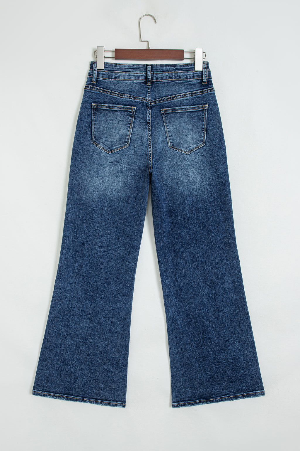 Beau Blue Acid Wash Pocket Detail Flare Jeans