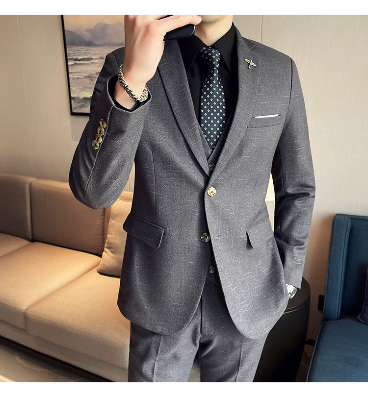 Mode Mesh Plaid Men Tuxedo driedelig pak