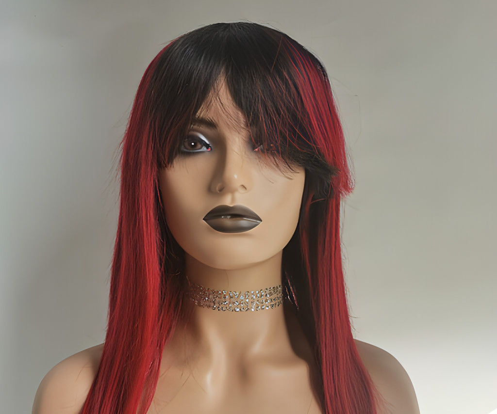 LuxeFlow Hair Real Human Hair Wig - DARK/RED