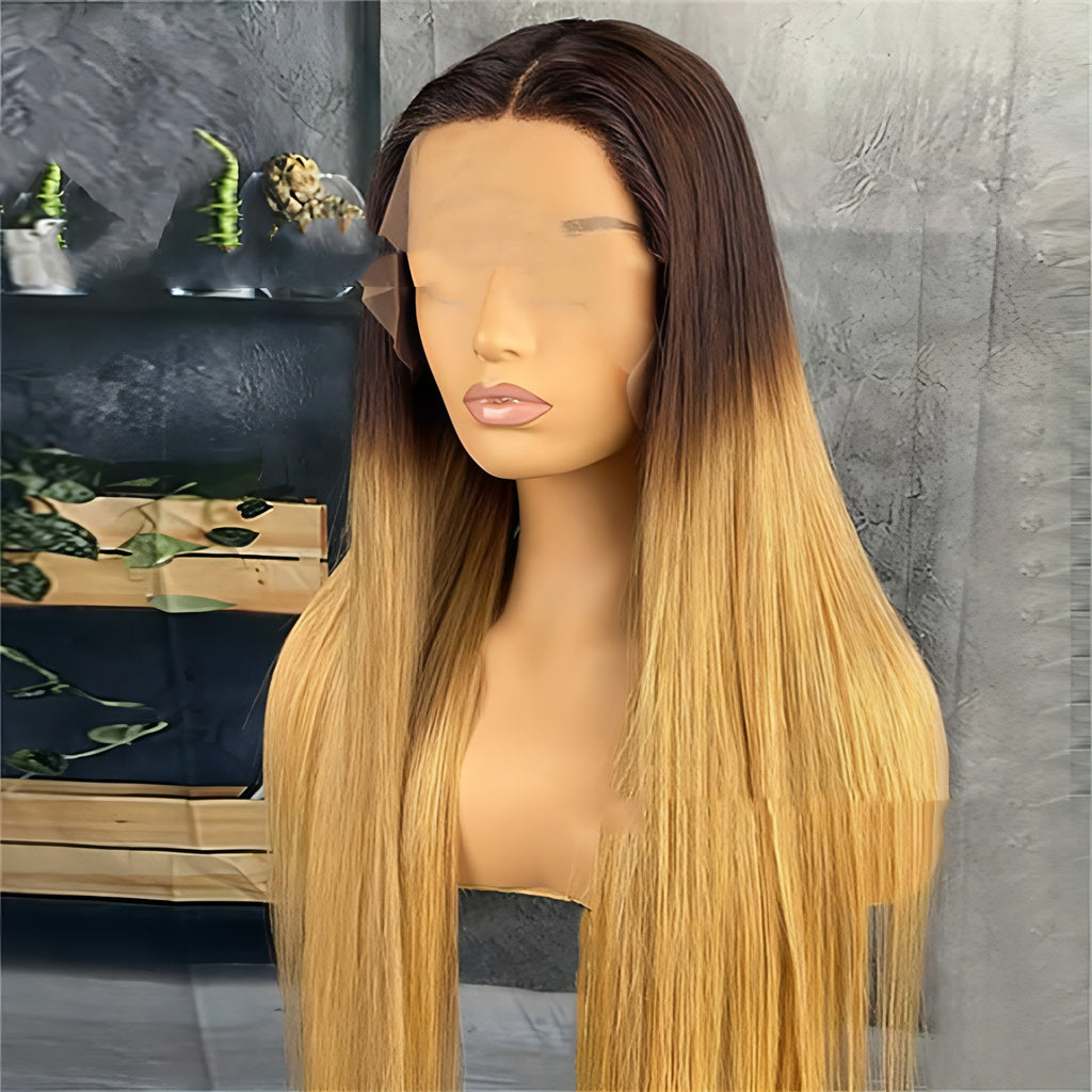 LuxeWave Fashion Real Hair Gradient Wig Lace Headgear