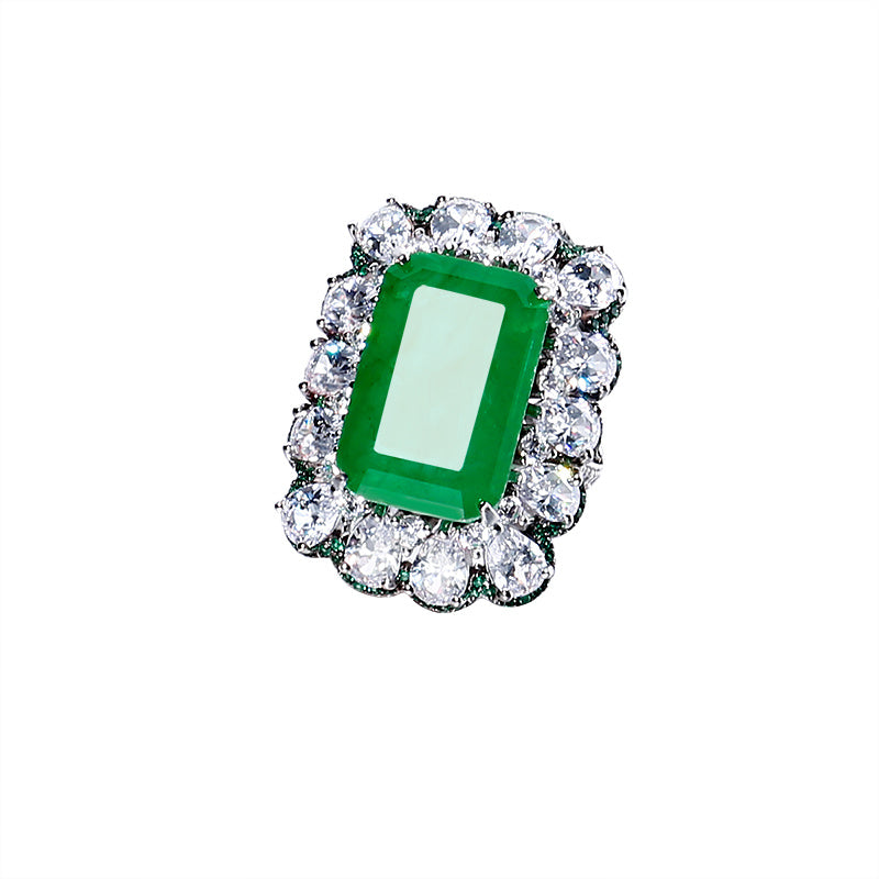 LuxeJewels™ - FrostÉmeraude  – Regal Emerald Statement Ring