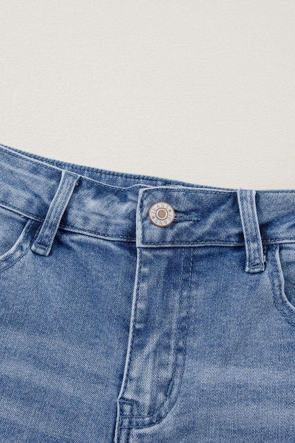 Ashleigh Blue Acid Wash nödställda breda ben med hög midja jeans