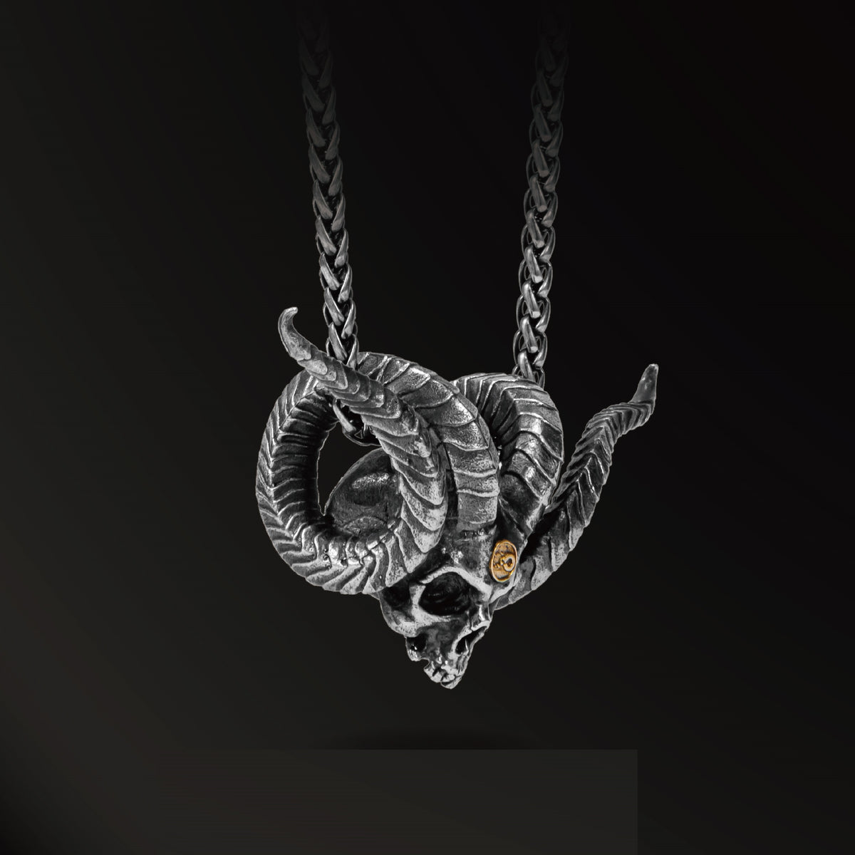 Magaraci™ 925 Silver Antique Pendant Inlaid With 18k Gold Punk Necklace