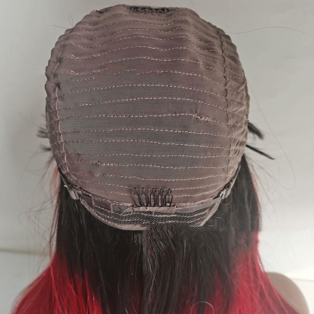 LuxeFlow Hair Real Human Hair Wig - DARK/RED