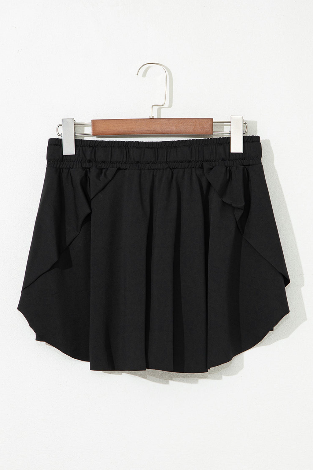 Black Plus Size Drawstring Waist Flared Tennis Skort
