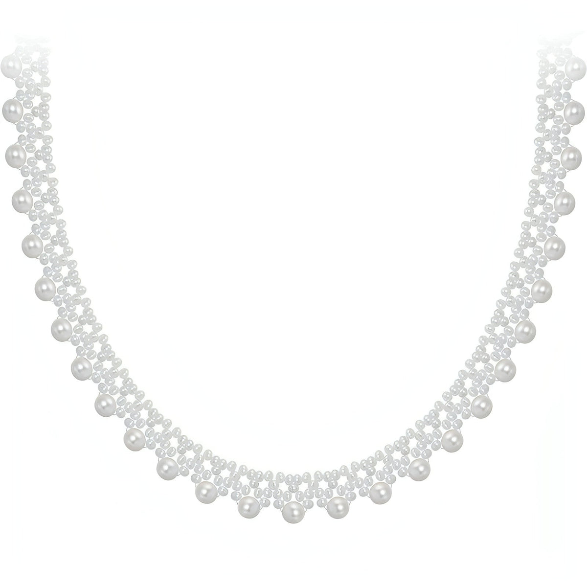 Vintage Pearl Choker with Gold Lace Accents