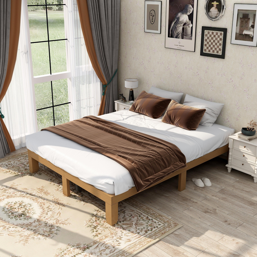 LuneluX_Home – Queen Size Solid Wood Platform Bed Frame