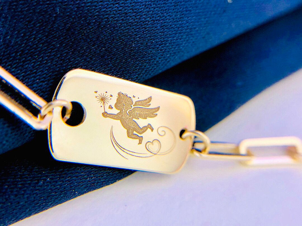18k gold angel clavicle chain - enhanced image 1