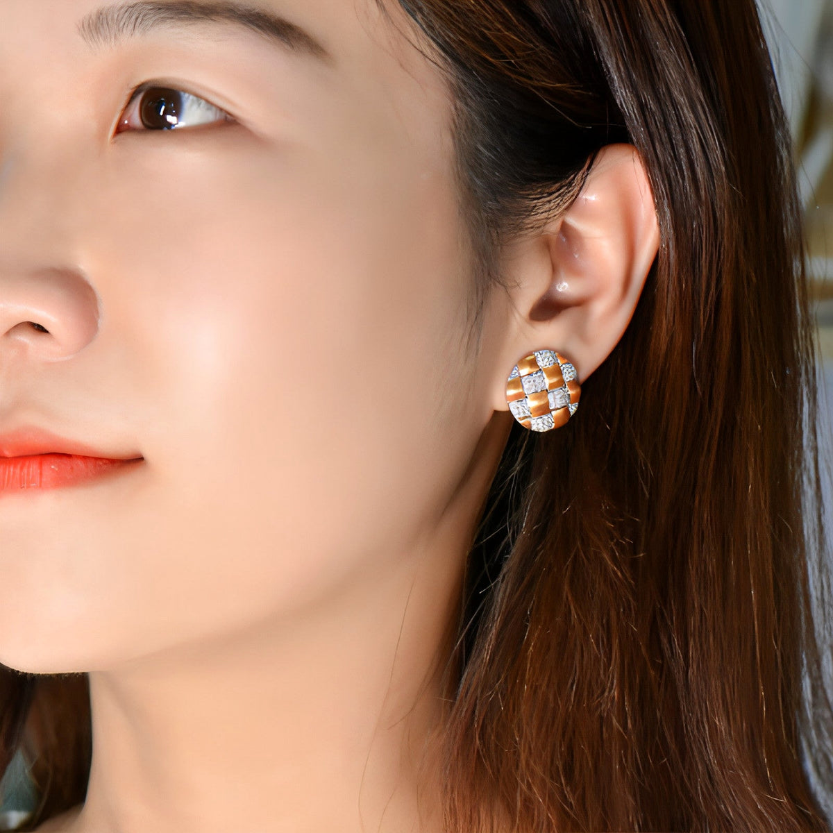 18K Gold Diamond Braided Craft Earrings – Stylish & Unique - enhanced image 1