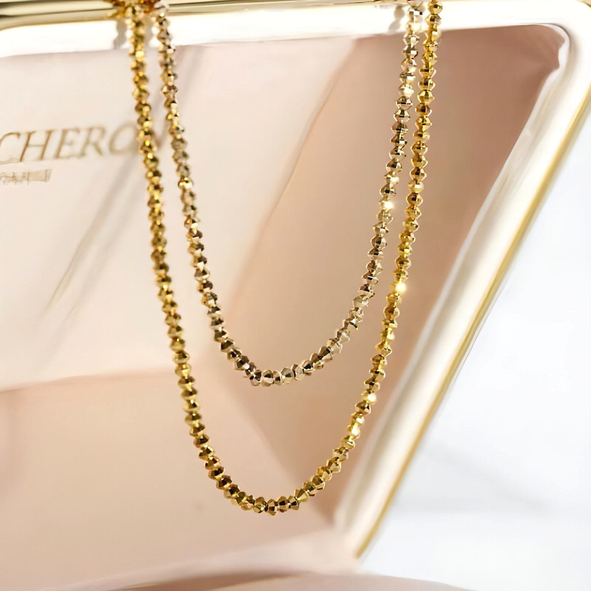 Elegant 18K Gold Bungee Wave Bead Necklace - enhanced image 1