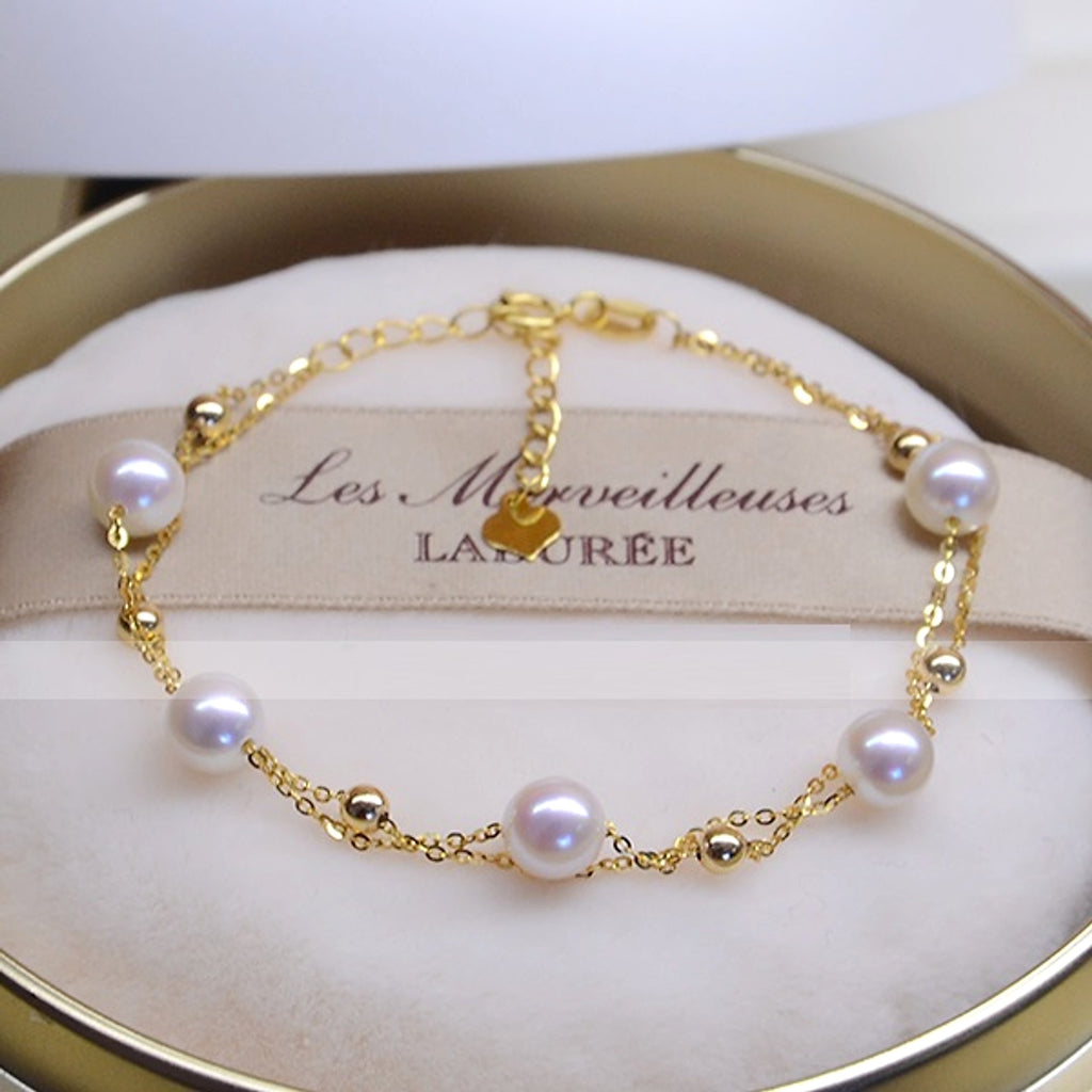 18k Gold Seawater Pearl Adjustable Double-layer Bracelet - enhanced image 1