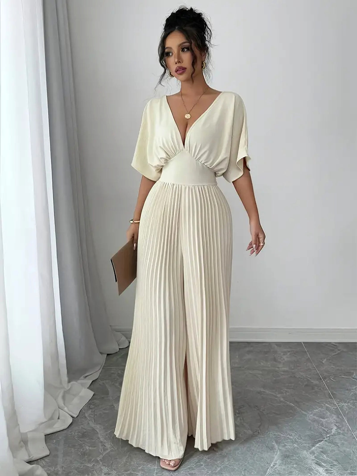 25 Edition – Pleated Wrap-Style Maxi Dress - enhanced image 1