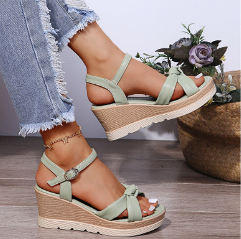 25 Edition – White Bow Wedge Heels - enhanced image 1