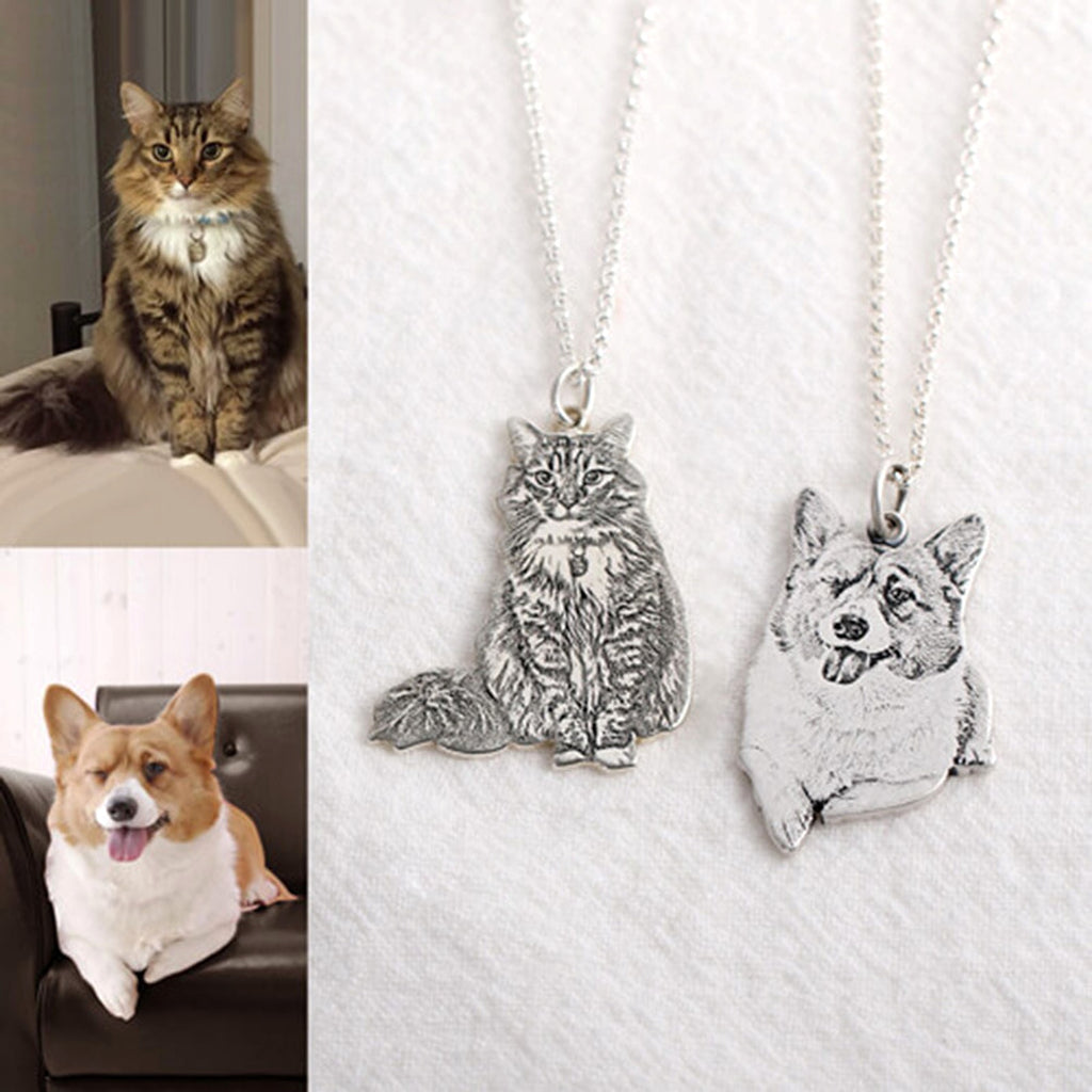 925 Silver Custom Cat And Dog Animal Photo Necklace - enhanced image 1