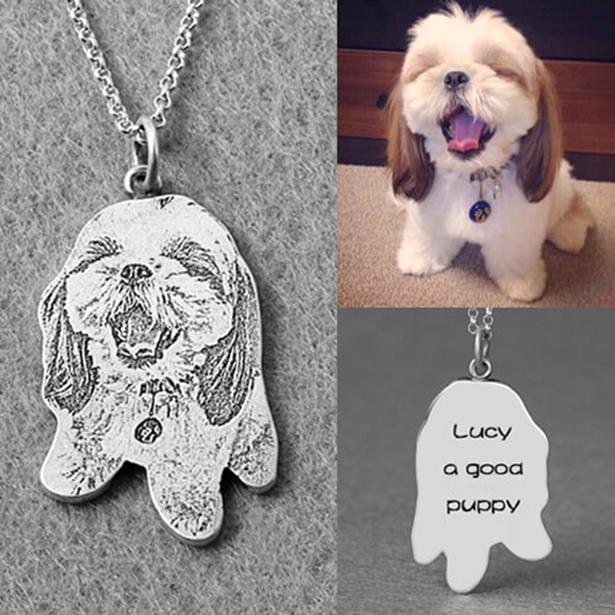 Personalized Pet Memorial Necklace – Custom Engraved Cat & Dog Pendant - enhanced image 1