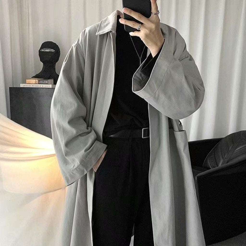 Autumn New Men's Loose Trench Coat Mid-length Coat - enhanced image 1