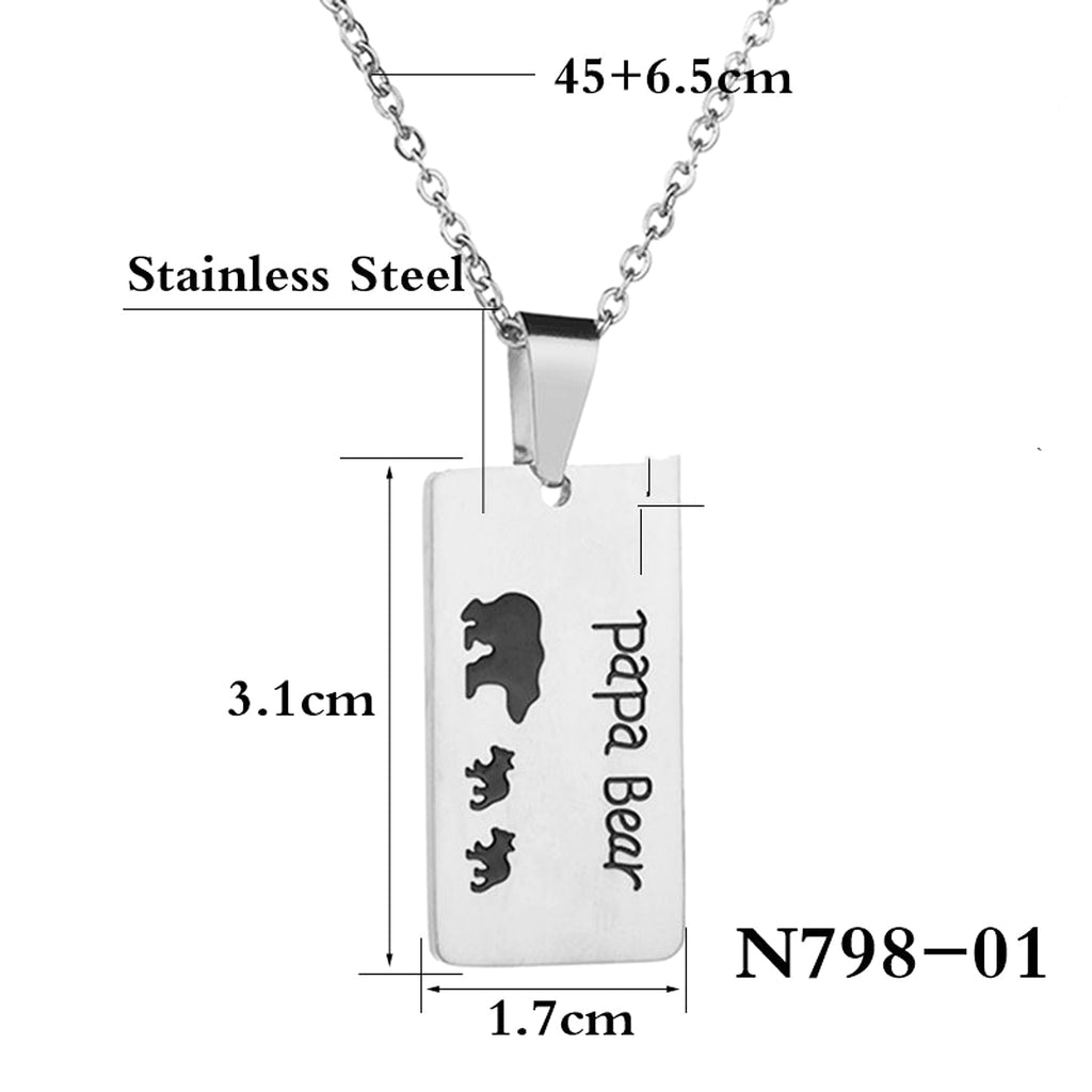 Bear Pendant Stainless Steel Oil Drop Necklace Daddy Necklace - enhanced image 1