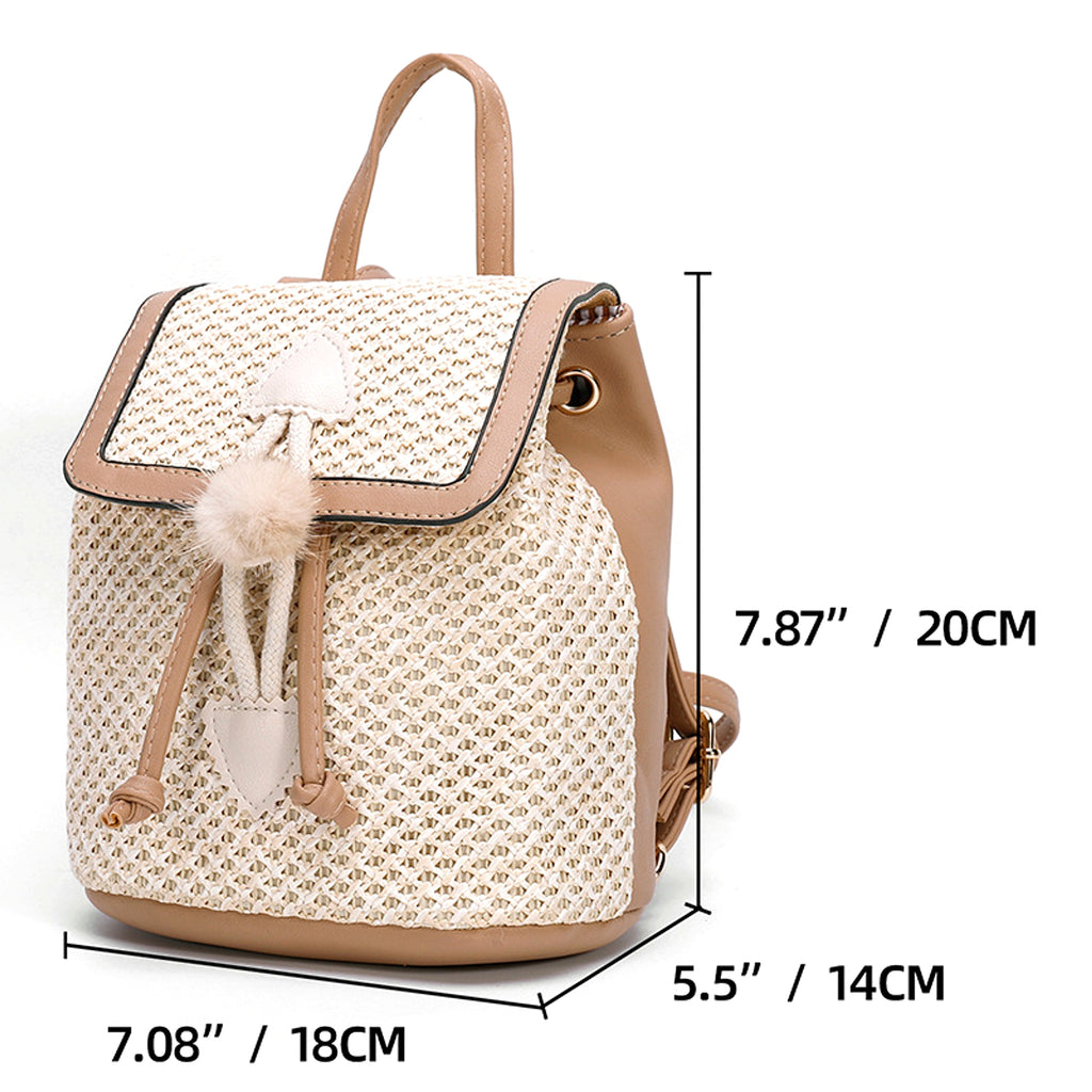 Bellique™ – Woven PU Leather Backpack with Fur Accent - enhanced image 1