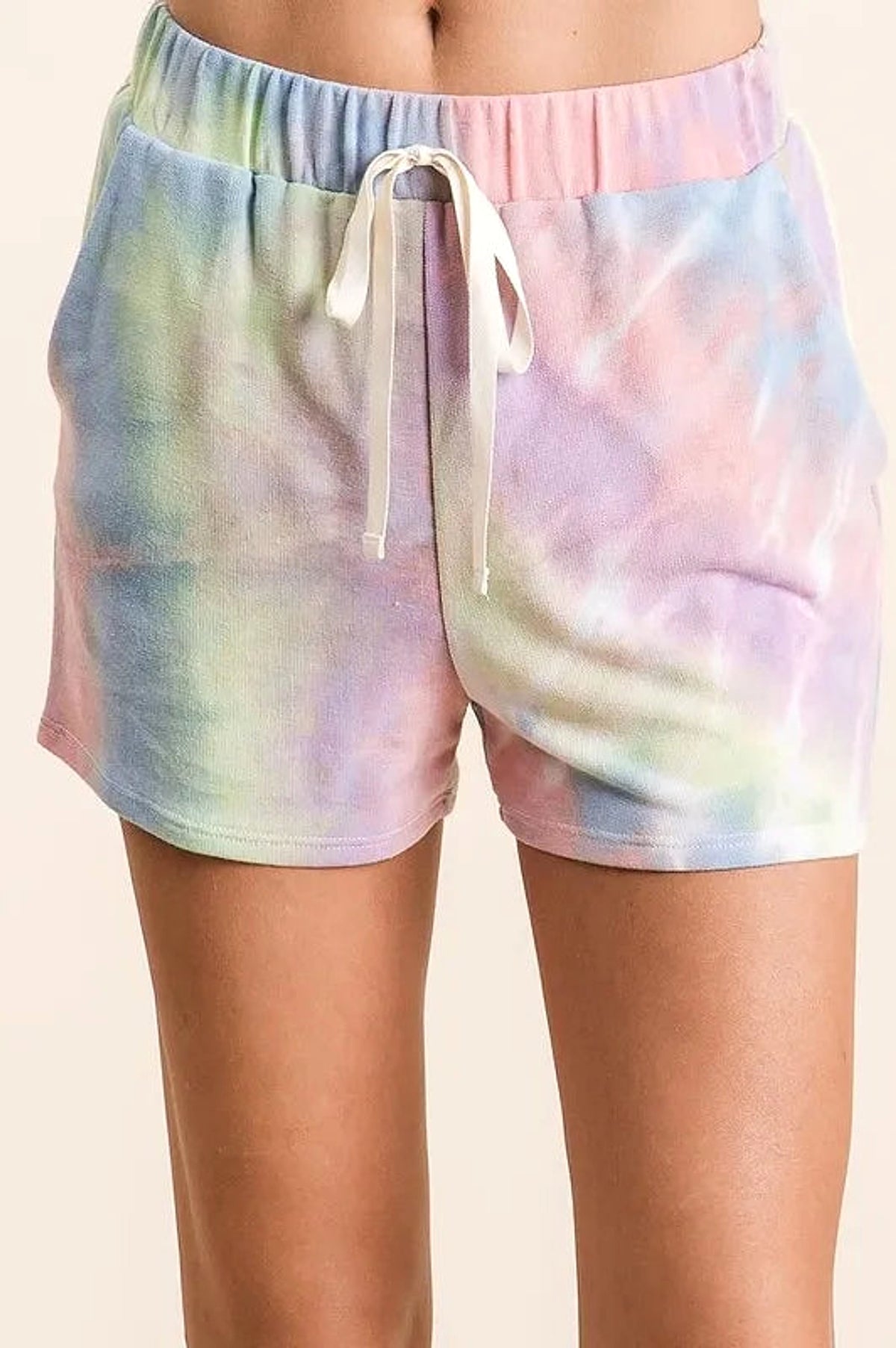 BiBi Tie Dye French Terry Casual Shorts with Twill Tape - enhanced image 1