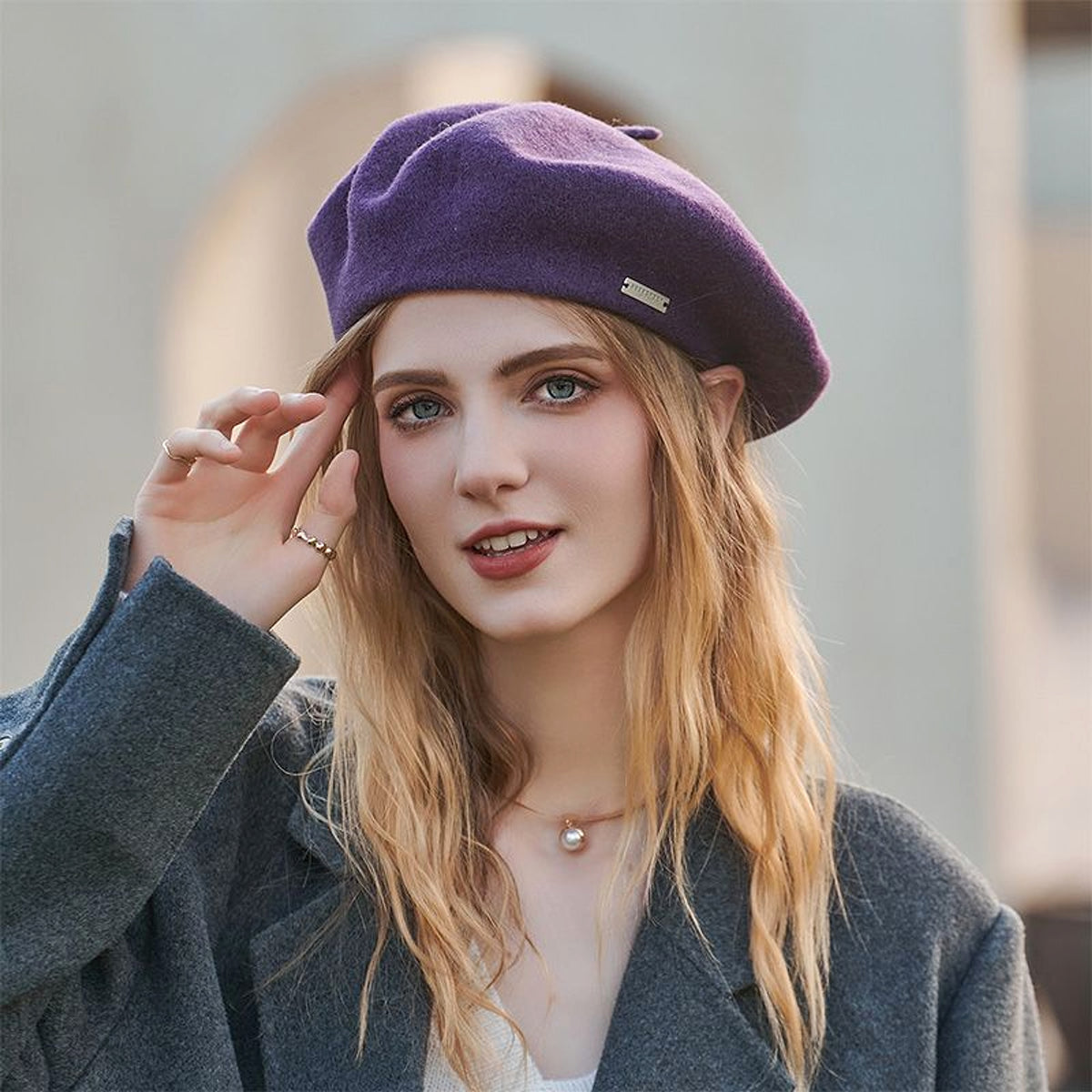 Casual Season Warm Thickened Pure Color All-matching Hat - enhanced image 1