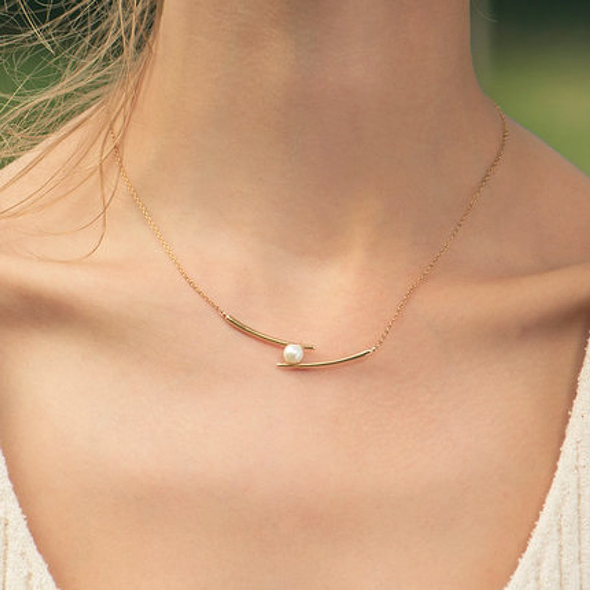 LuxeBaré™ – Chopsticks Clavicle Chain Necklace - enhanced image 1
