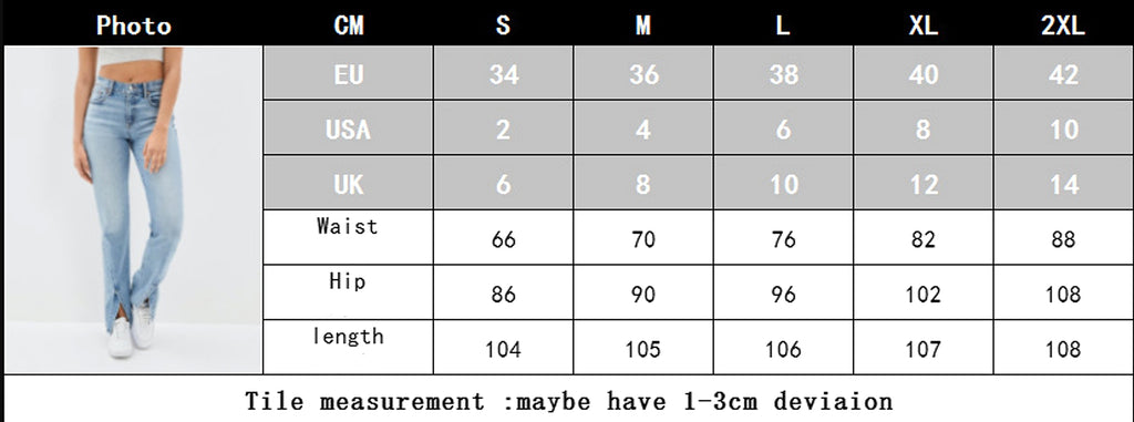 Commuter Split Straight Pants Fashionable Stretch Washed Jeans Women - enhanced image 1