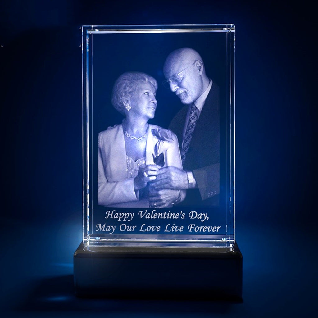 CrystalHeart™ – Personalized  Laser Engraved Glass Photo Cube - enhanced image 1
