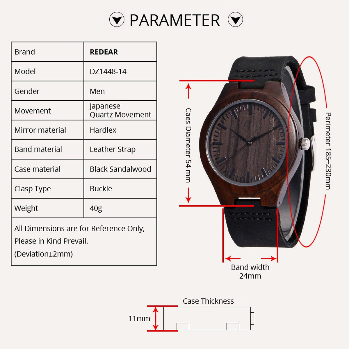 Custom Engraved Wooden Watch – Personalized Gift for Him - enhanced image 1