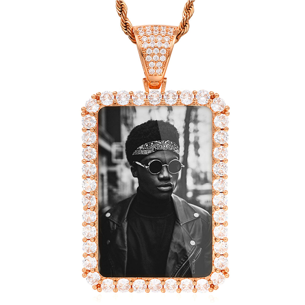 Custom Made Photo Squar Medallions Necklace - enhanced image 1