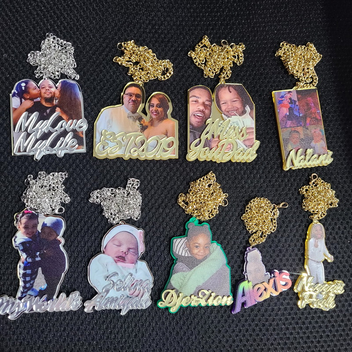 Custom Name Children's Painting Photo Necklace Artwork - enhanced image 1