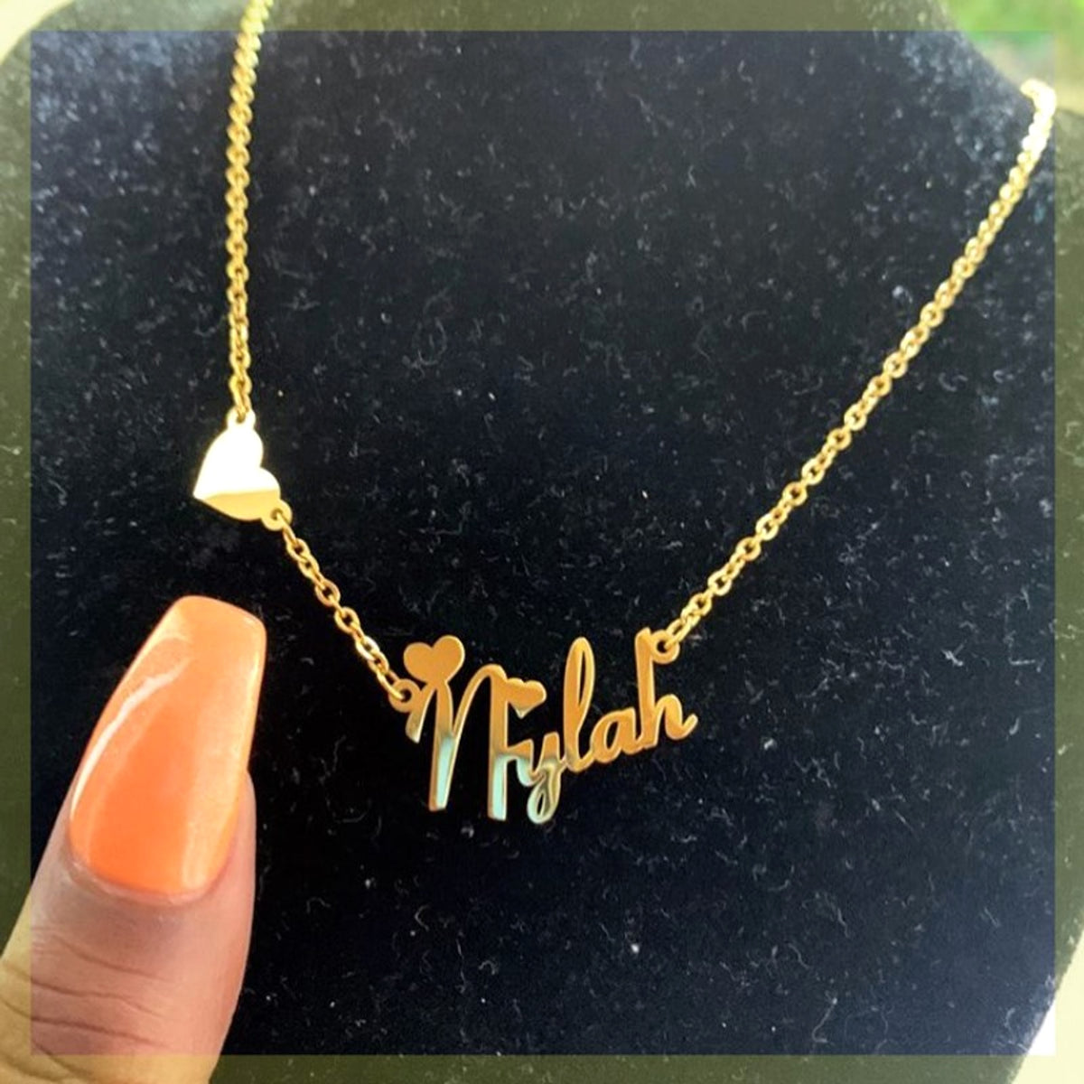 Custom Name Necklace With Heart Butterfly Personlized Namepl - enhanced image 1