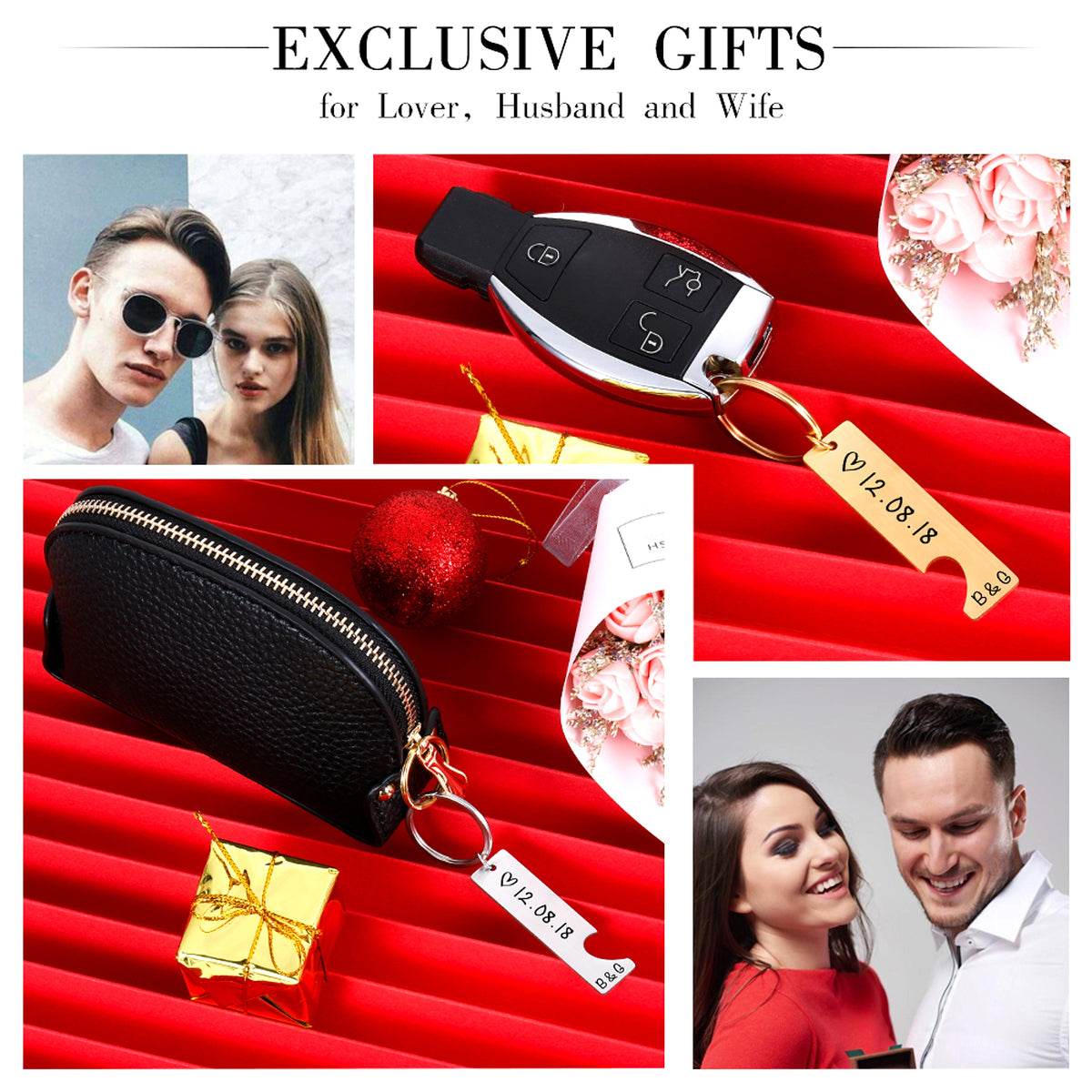 Customized Couples Keychain – Personalized Gift for Boyfriend, Girlfriend, Husband & Wife - enhanced image 1